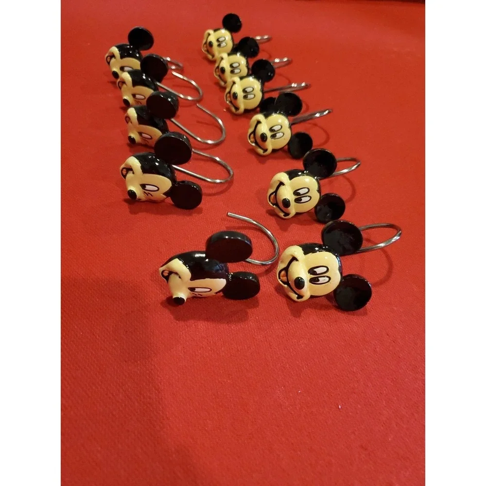 Disney Mickey Mouse Head Shower Hooks Red, White,‎ Black Set Of 11